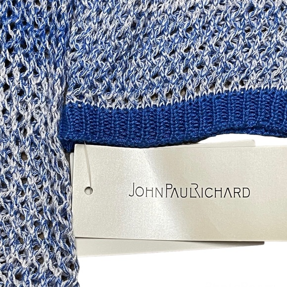 JOHN PAUL RICHARD| OPEN KNIT SWEATER | BLUE/WHITE | SZ XL | NWT - Picture 5 of 8